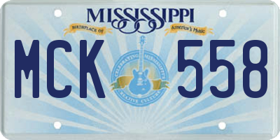MS license plate MCK558
