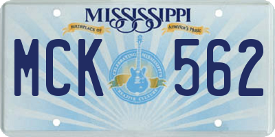 MS license plate MCK562