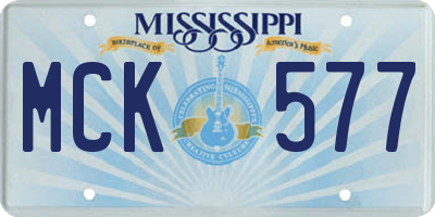 MS license plate MCK577