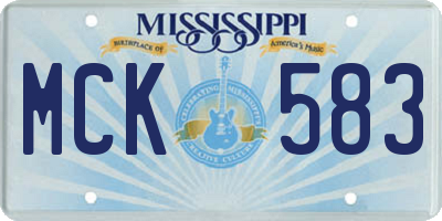 MS license plate MCK583