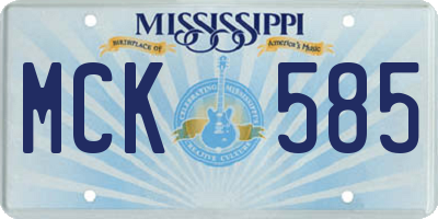 MS license plate MCK585