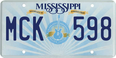 MS license plate MCK598