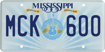 MS license plate MCK600