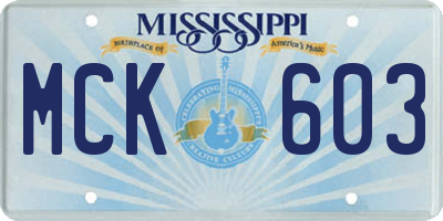 MS license plate MCK603