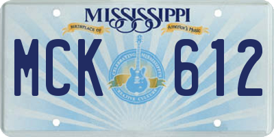 MS license plate MCK612