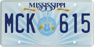 MS license plate MCK615