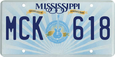 MS license plate MCK618
