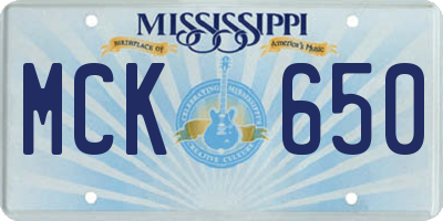 MS license plate MCK650