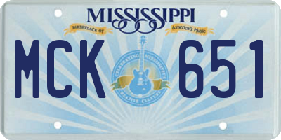 MS license plate MCK651