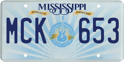 MS license plate MCK653