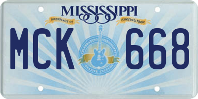 MS license plate MCK668