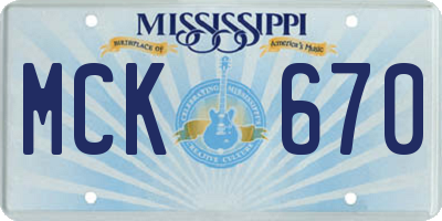 MS license plate MCK670