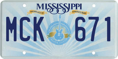 MS license plate MCK671