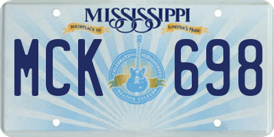 MS license plate MCK698