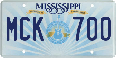 MS license plate MCK700