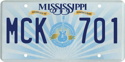 MS license plate MCK701