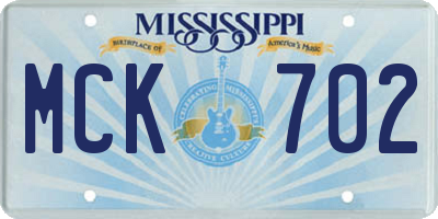 MS license plate MCK702