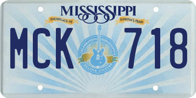 MS license plate MCK718