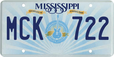 MS license plate MCK722