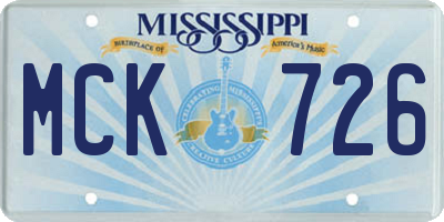 MS license plate MCK726