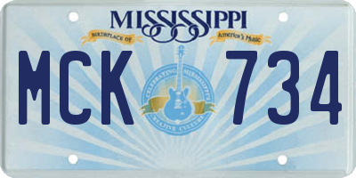 MS license plate MCK734