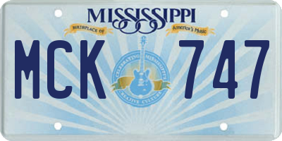 MS license plate MCK747