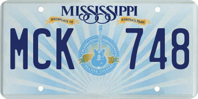 MS license plate MCK748