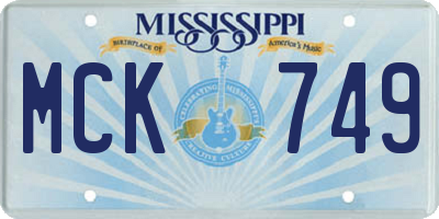 MS license plate MCK749