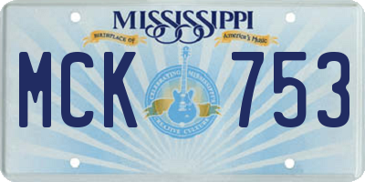 MS license plate MCK753