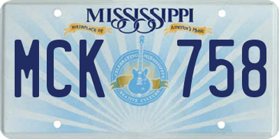 MS license plate MCK758