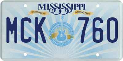 MS license plate MCK760