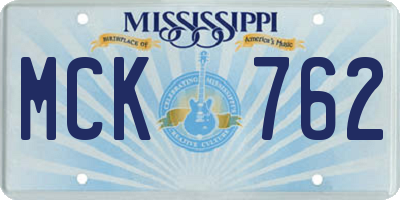 MS license plate MCK762
