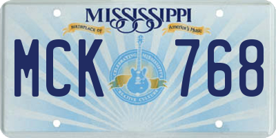 MS license plate MCK768