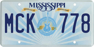 MS license plate MCK778