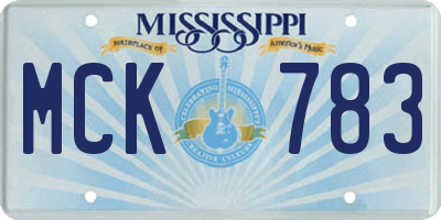 MS license plate MCK783
