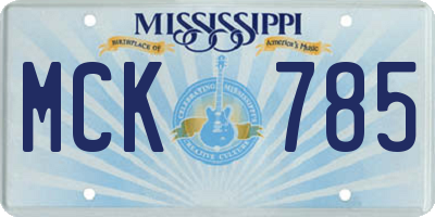 MS license plate MCK785
