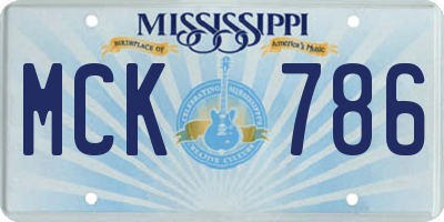 MS license plate MCK786