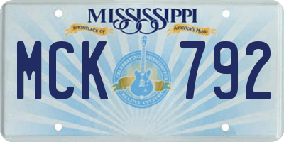 MS license plate MCK792