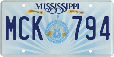 MS license plate MCK794