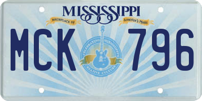 MS license plate MCK796