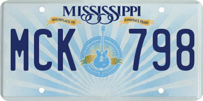 MS license plate MCK798