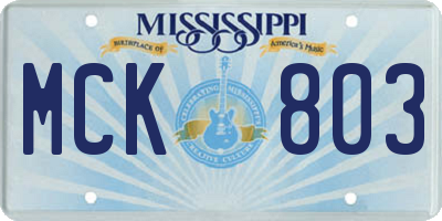 MS license plate MCK803