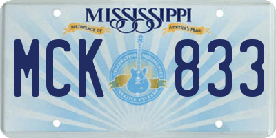 MS license plate MCK833