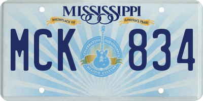 MS license plate MCK834