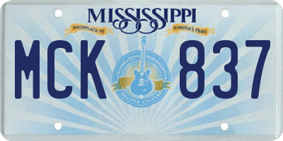 MS license plate MCK837