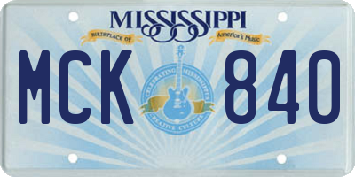 MS license plate MCK840