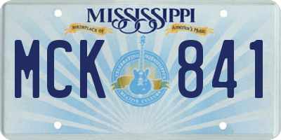 MS license plate MCK841