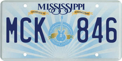MS license plate MCK846