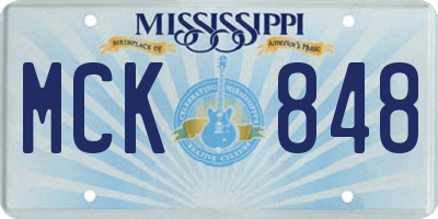 MS license plate MCK848