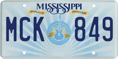 MS license plate MCK849